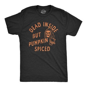 Mens Dead Inside But Pumpkin Spiced T Shirt Funny Fall Autumn Coffee Flavor Lovers Tee For Guys - Crazy Dog Men's T Shirt - 1 of 4