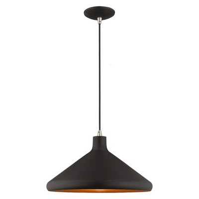 Livex Lighting Metal Shade 1 - Light Chandelier in  Black