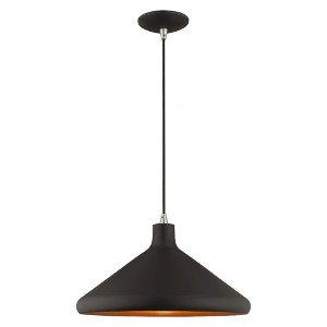 Livex Lighting Metal Shade 1 - Light Chandelier in  Black - 1 of 4