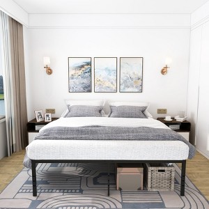 Lirago 14" Heavy Duty California King Metal Bed Frame 3000lbs Capacity No Box Spring Underbed Storage Black - 1 of 4