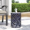 Lyngins Modern Iron Patio Side Table with Floral Cut Design, Cylindrical Outdoor End Table, Iron-cut Outdoor End Table for Patio - 2 of 4
