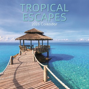 2026 Square Wall Calendar, Tropical Escapes, 16-Month Natural World Theme with 180 Reminder Stickers (12x12 In) - 1 of 4
