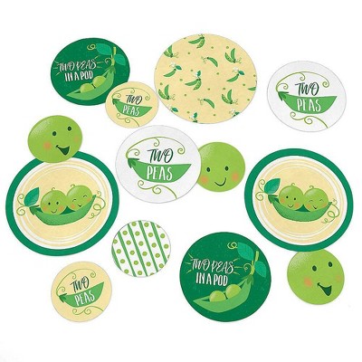 Big Dot of Happiness Double the Fun - Twins Two Peas in a Pod - Baby Shower Giant Circle Confetti - 1st Birthday Party Décor - Large Confetti 27 Count