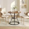 Tribesigns Round Dining Table for 2-4, 31.5" Farmhouse Kitchen Dining Room Table with Storage & Metal Base, Tables Space Saving for Room,Brown - 3 of 4