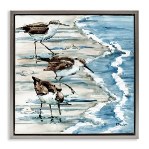 Stupell Industries Rockhampton Sandpipers Beach Ripples Floating Frame Canvas Art - 1 of 4