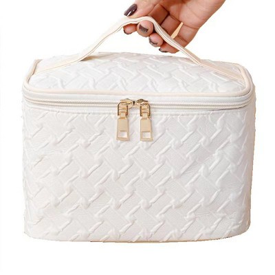 Makeup Bag, Portable Cosmetic Bag, Large Capacity Travel Makeup Case Organizer, Women's Toiletry Bag for Girls Traveling With Handle and Divider