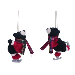 Transpac Felt Wool Skating Bear Ornament Set of 2 Christmas Home Decorations - 1 of 1