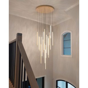 LLHZSY 18-Light Dimmable Integrated LED Chandelier Linear Kitchen Island Light Fixture-Gold - 1 of 4