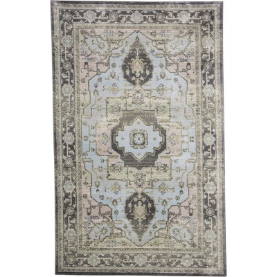 Katari Transitional Bordered Gray/Blue/Taupe Area Rug