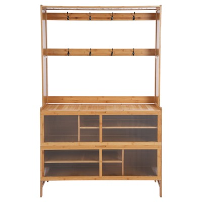 YIYIBYUS Modern Shoe Storage Cabinet With 8 Hooks Coat Rack for Hallway Entryway