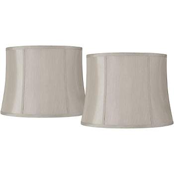 Springcrest Set of 2 Drum Lamp Shades Gray Medium 14" Top x 16" Bottom x 12" High Spider with Replacement Harp and Finial Fitting