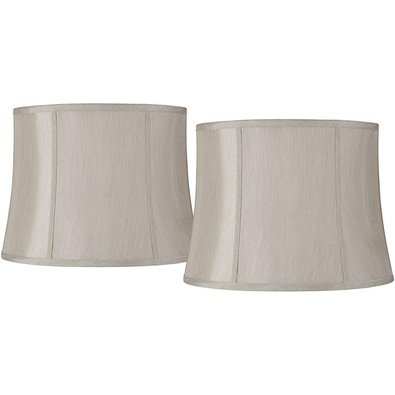 Springcrest Set of 2 Drum Lamp Shades Gray Medium 14" Top x 16" Bottom x 12" High Spider with Replacement Harp and Finial Fitting, 1 of 7