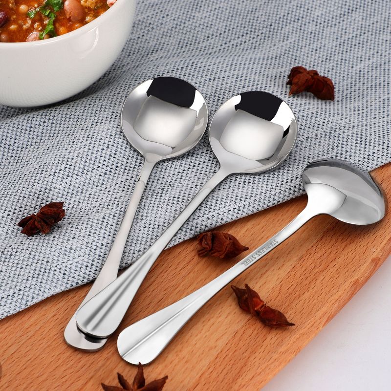 Unique Bargains Household Kitchen Tableware Stainless Steel Coffee Porridge Spoons 6.7 Inch Silver Tone 8 Pcs, 4 of 9