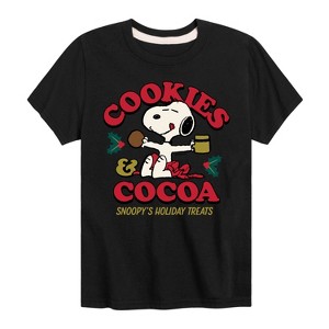 Boys' - Peanuts - Snoopy Christmas Cookies and Cocoa Short Sleeve Graphic T-Shirt - 1 of 4