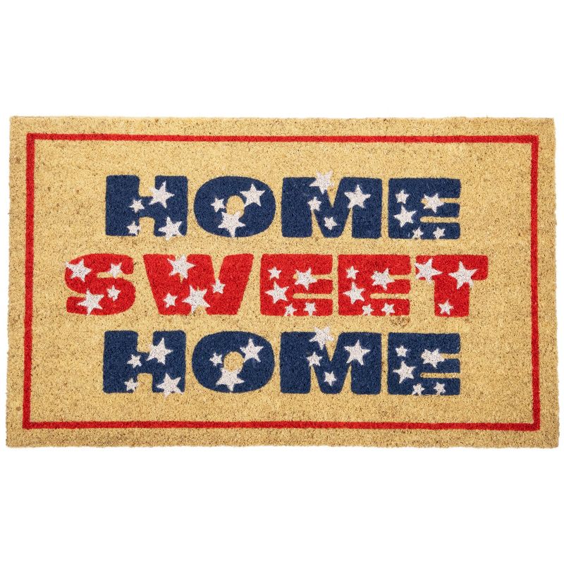 Northlight Red and Blue Americana Home Sweet Home Coir Outdoor Doormat 18" x 30", 1 of 7