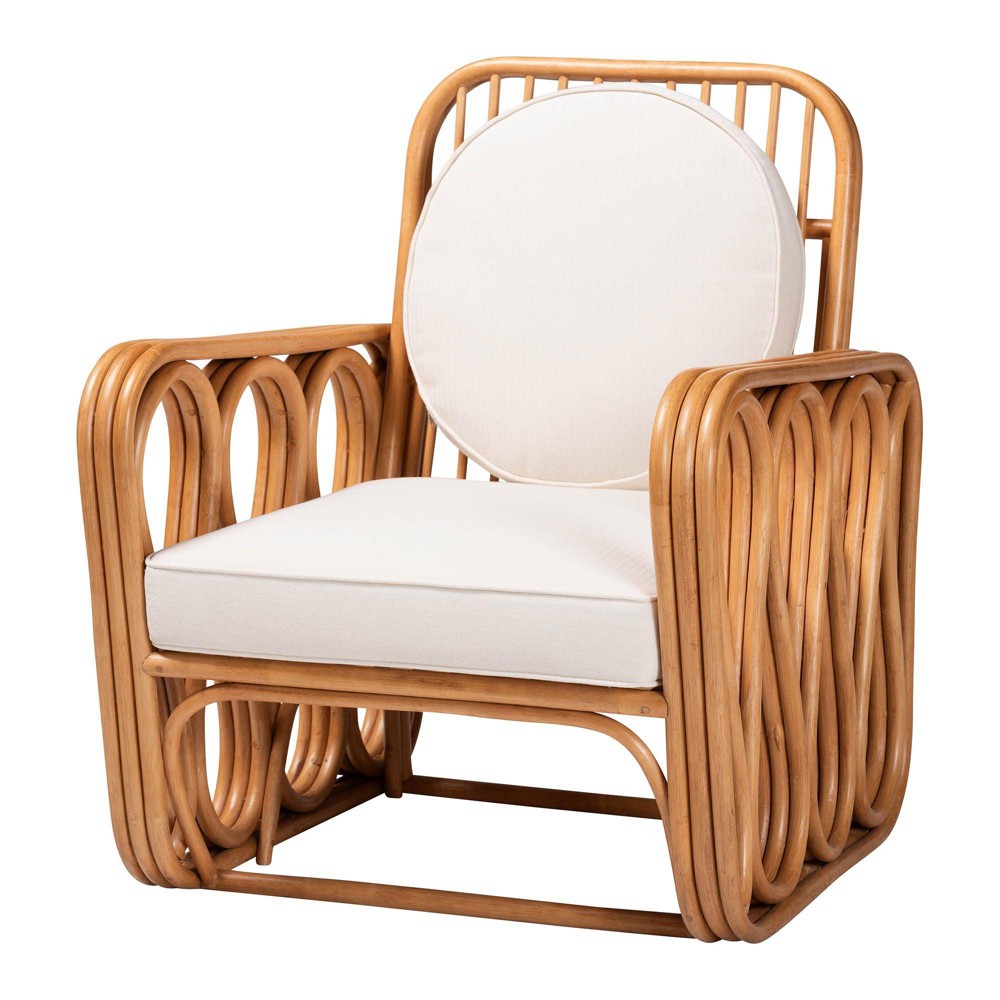 Photos - Coffee Table bali & pari Tiramisu Rattan Arm Chair Light Honey/White