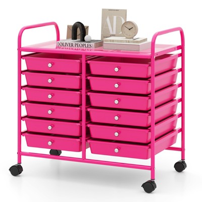 Tangkula 20-Drawers Rolling Storage Cart with Organizer Top