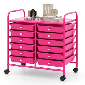 Tangkula 20-Drawers Rolling Storage Cart with Organizer Top - 1 of 4