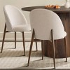 Modern Round Dining Set with Walnut Finish, 46" Pedestal Table and 4 Comfortable Curved Back Upholstered Chairs-Maison Boucle - 2 of 4