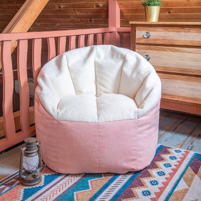 Desert Rose Sherpa Vegan Suede Bean Bag Chair with Removable Cover
