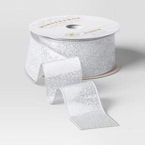 30' Christmas Fabric Ribbon Silver Sheer - Wondershop™ - 1 of 3