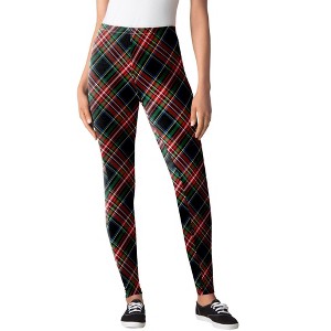 Woman Within Tall Stretch-Cotton Knit Pull-On Printed Leggings - 1 of 3