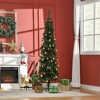 6.5 Foot Pencil Artificial Christmas Tree, Slim Pine Needles Xmas Tree with Realistic Branches, Pine Cones, Metal Base, Green - 2 of 4