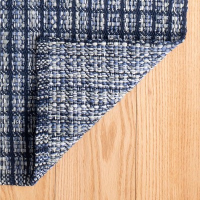 Coco Blue and Grey Handwoven Plaid 6' x 9' Indoor/Outdoor Rug