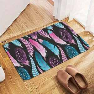 Decorative Feathers Bathroom Rugs Winter Bath Mat Absorbent Non Slip Bathroom Mat Christmas Soft Floor Carpet 16x20 Inches - 1 of 1