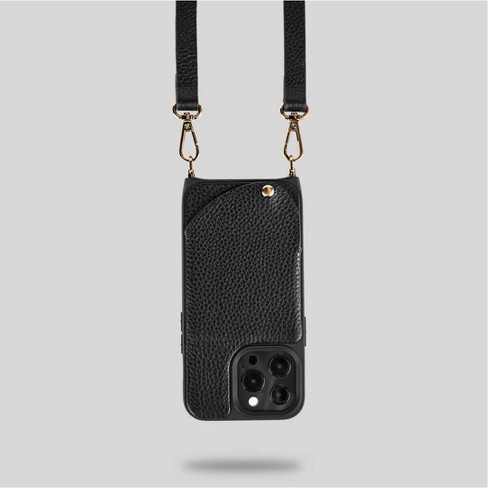 No mie Apple Iphone 13 Pro Wallet Crossbody Strap Case Black