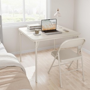 33.6 Inch Folding Card Table – Portable Square Table with PU Leather Cushion, Heavy Duty Metal Frame for Dining, Living Room, Office & Camping - 1 of 4
