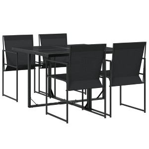 vidaXL Patio Dining Set Table and Chair Garden Outdoor Furniture Black Textilene - 1 of 4