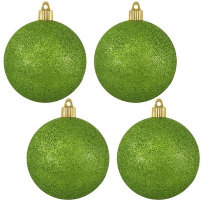 Christmas by Krebs 4ct Lime Green Shatterproof Christmas Ball Ornaments 4" (100mm)