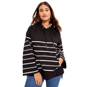 June + Vie by Roaman's Women's Plus Size Bell-Sleeve French Terry Sweatshirt - 1 of 4