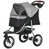 PawHut Luxury One-click Folding Pet Stroller Dog/Cat Travel Carriage with Wheels Adjustable Canopy Zippered Mesh Window Door Gray and Black - 4 of 4