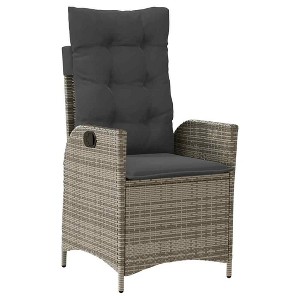 vidaXL Reclining Patio Chair with Cushions Outdoor Garden Furniture Poly Rattan - Gray Without footrest - 1 of 4
