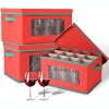 Wine Glass Storage Box 3 Pack, Stemware Container Cases with Dividers, 12-Compartment Stemware Organizers with Lid,for 36 Crystal Glasses Drinkware - 3 of 4