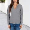 Anna-Kaci Women's Long Sleeve Waffle Knit Top with Notched Neckline and Chest Pocket - 4 of 4