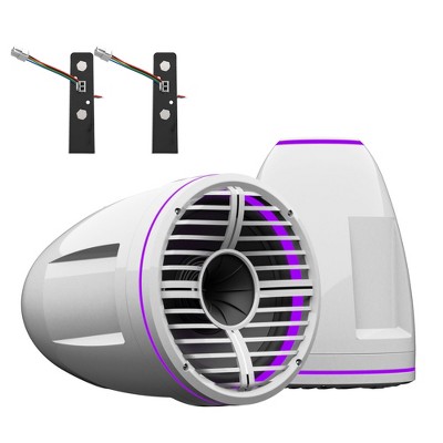 Wet Sounds REV 12 HD 12" Horn Loaded Compression Driver Tower Speakers with XW Grills & ADP-REV-HD-X-B X-Mount, 400 Watts RMS, White, Pair