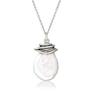 Ross-Simons 12mm Cultured Baroque Coin Pearl Pendant Necklace in Sterling Silver Size 18 - 1 of 4