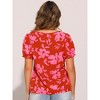 INSPIRE CHIC Women's Floral Square Neck Summer Casual Puff Short Sleeve Blouse - 3 of 4