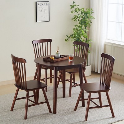 NicBex Round/Rectangular Dining Table for 4 Kitchen Table Solid Wood Dining Table for Dining Room, Small Space, Black