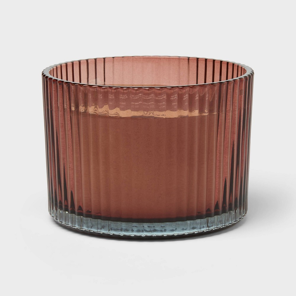 3 Wick Ribbed Glass Warm Cider and Cinnamon Fall Candle - Threshold™: Fall