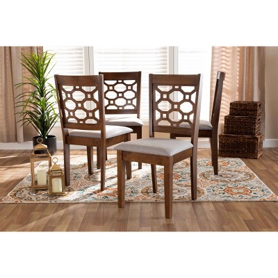 Peter Walnut Brown and Gray Wood Cane Side Chair Set