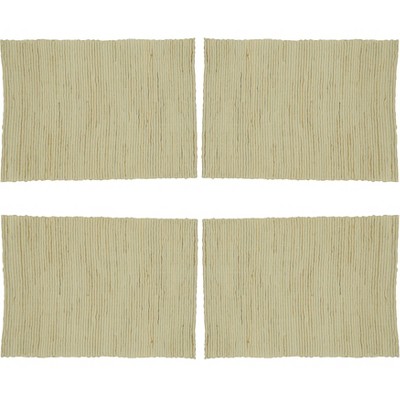 Beige Water Hyacinth and Polyester Rectangle Placemats, Set of 4