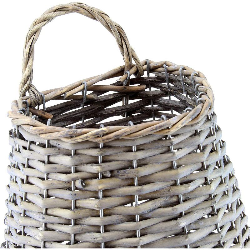 AuldHome Design Wall Hanging Pocket Basket; Woven Wicker Rustic Farmhouse Long Basket; 17 x 9 x 5 Inches, 5 of 6
