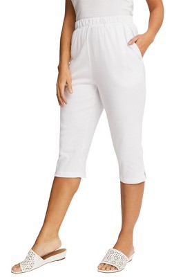 Jessica London Women's Plus Size Soft Ease Capri, 26/28 - White