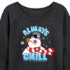 Women's - Frosty The Snowman - Christmas Lightweight French Terry Wide Neck Long Sleeve Graphic Shirt - 2 of 4