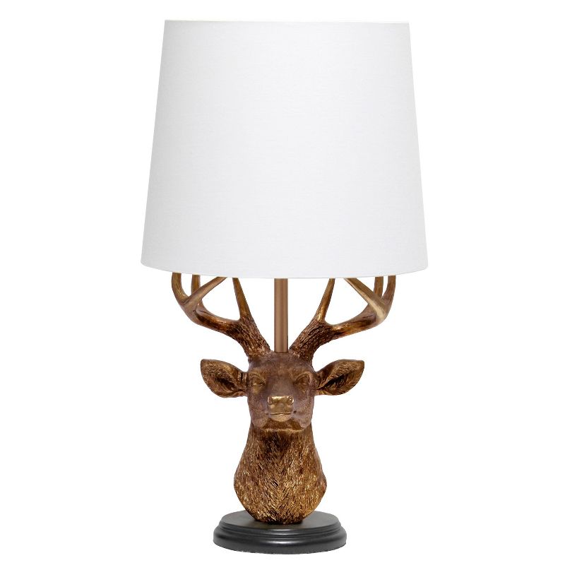 17.25&#34; Woodland Tall Rustic Antler Deer Bedside Table Desk Lamp Copper - Simple Designs, 1 of 11