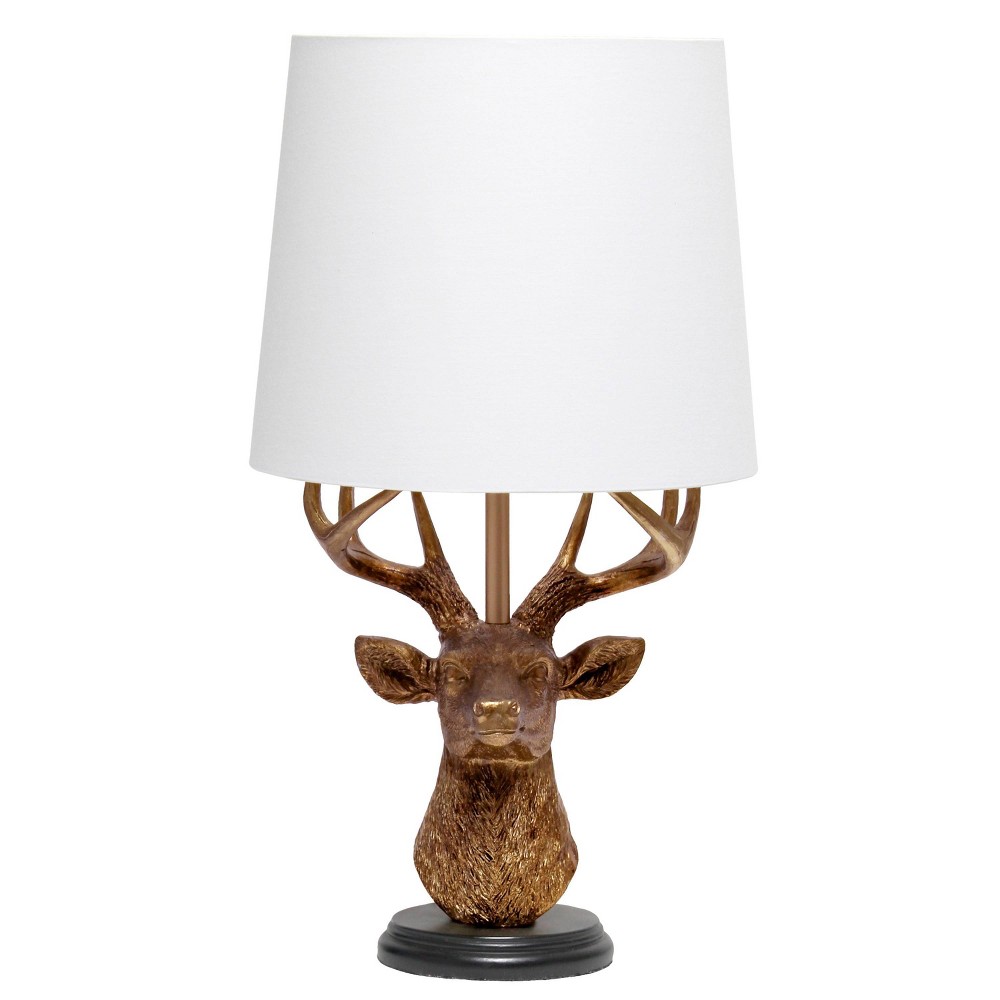 Photos - Floodlight / Street Light 17.25" Woodland Tall Rustic Antler Deer Bedside Table Desk Lamp Copper - S